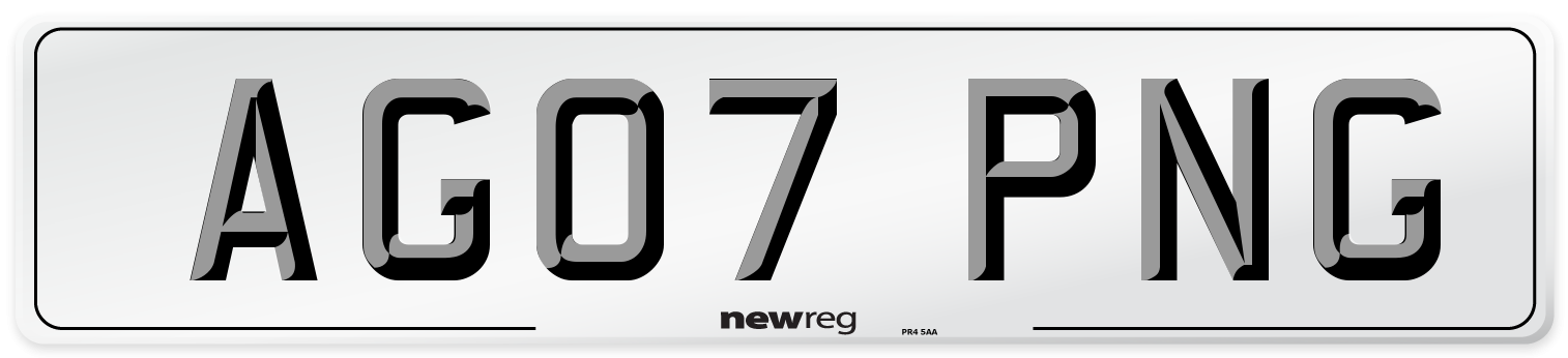 AG07 PNG Number Plate from New Reg